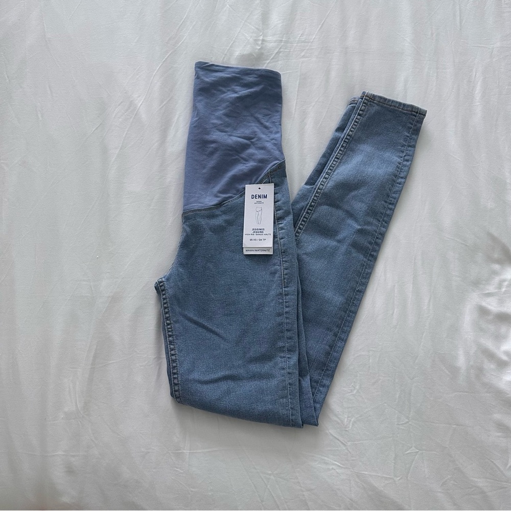 NWT H&M MAMA High Rib Jegging Light Blue Size XS